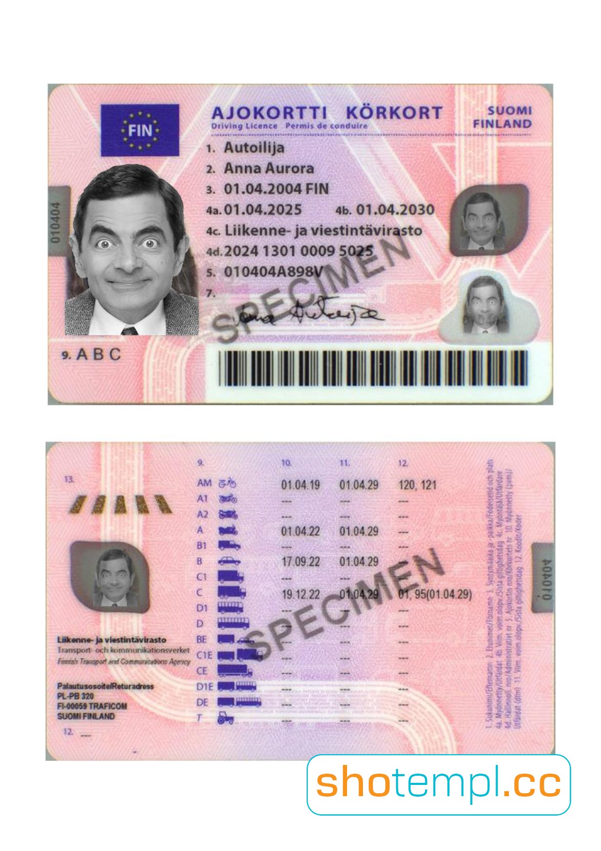 Finland Driver License PSD Template